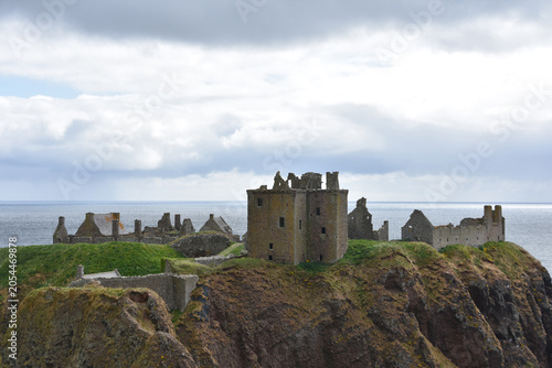 Historic Ruins on Dramatic Scottish Coastal Cliffs
