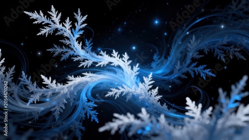 Abstract blue and white fractal patterns