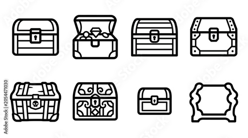 Tableau sur toile Treasure Chest Icon Collection for Game Interface and Pirate Themes
