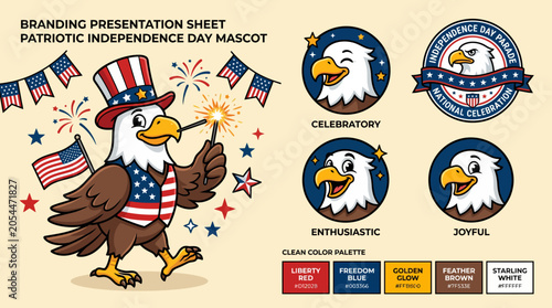 Foto Patriotic Eagle Mascot Branding Presentation Sheet.