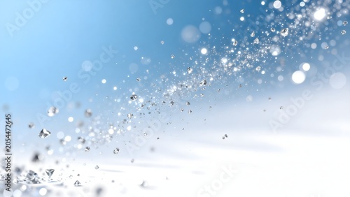 Floating crystal particles in blue sky