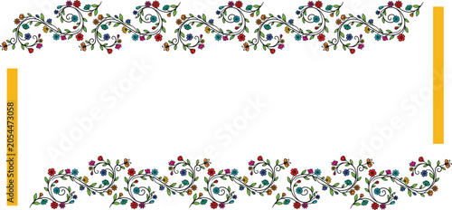 Floral Border Frame with Botanical Accents | Elegant Vibrant Flower Vector Design