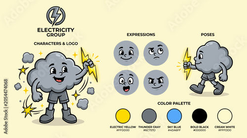 Φωτογραφία Cartoon cloud character with electricity theme.