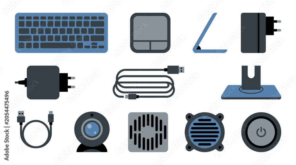 Fotografija Assorted electronic accessories and components collection.