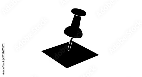 Black thumbtack on square base.