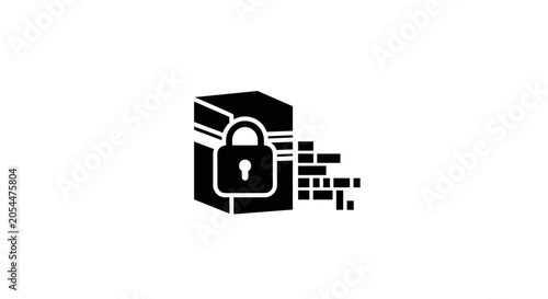 Digital security padlock protection icon.