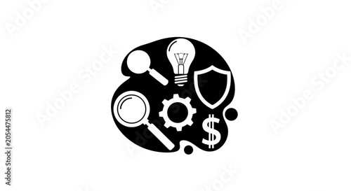 Business finance security concept icons.