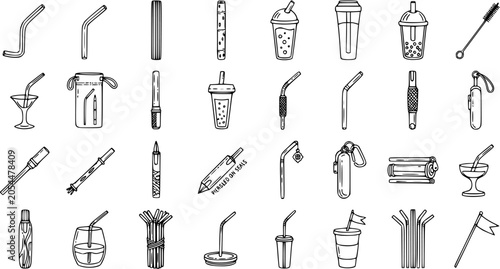 Fotografía Food  Drink Industry Reusable Drinking Straws and Eco-Friendly Beverage Containe