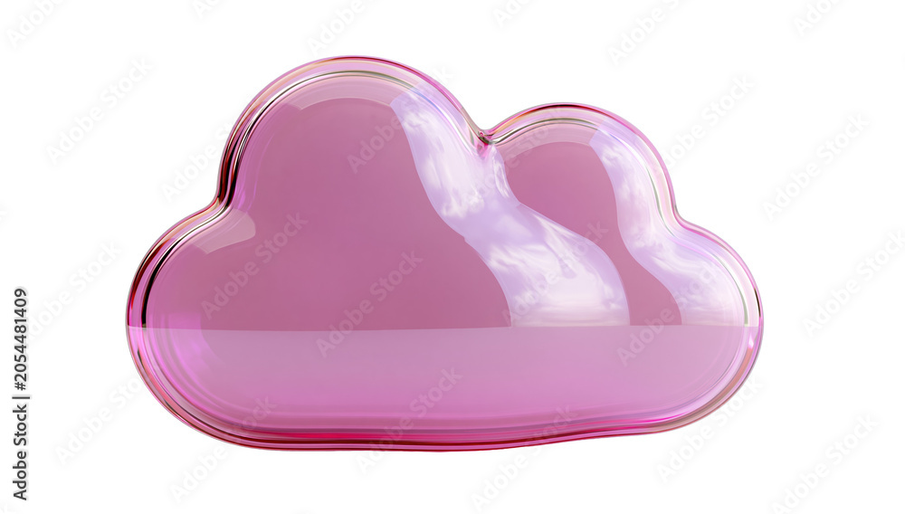 Naklejka premium Pink translucent cloud glass shape on transparent background