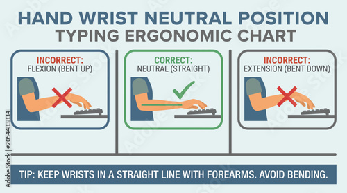 Cuadro en lienzo Hand Wrist Neutral Position Typing Ergonomic Chart