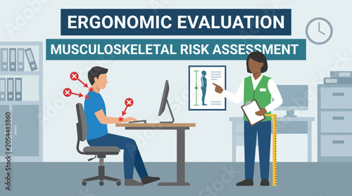 Foto Ergonomic Evaluation Office Workers Musculoskeletal Risk