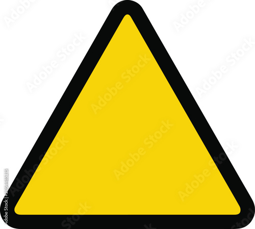 Blank yellow warning triangle sign with thick black border for hazard notification or cautionary safety alerts displayed on transparent background