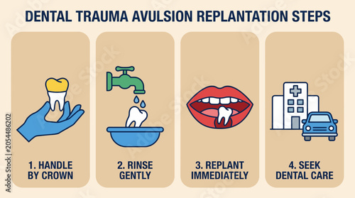Dental Trauma Avulsion Replantation Steps