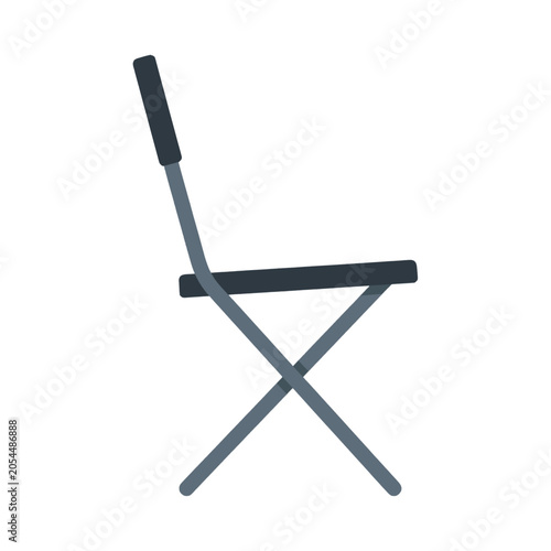Valokuva A simple, modern folding chair with a dark seat and backrest, isolated on a white background