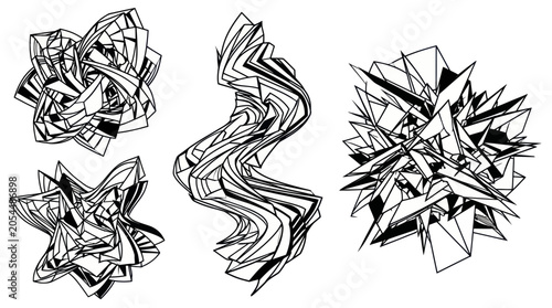 Obraz na plátne Abstract monochromatic geometric forms with sharp crystalline edges