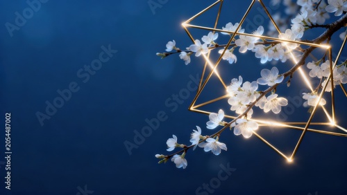 Floral branch with geometric light design