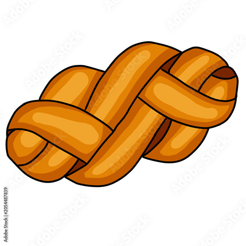 Foto Challa bread isolated vector pastry food sketch