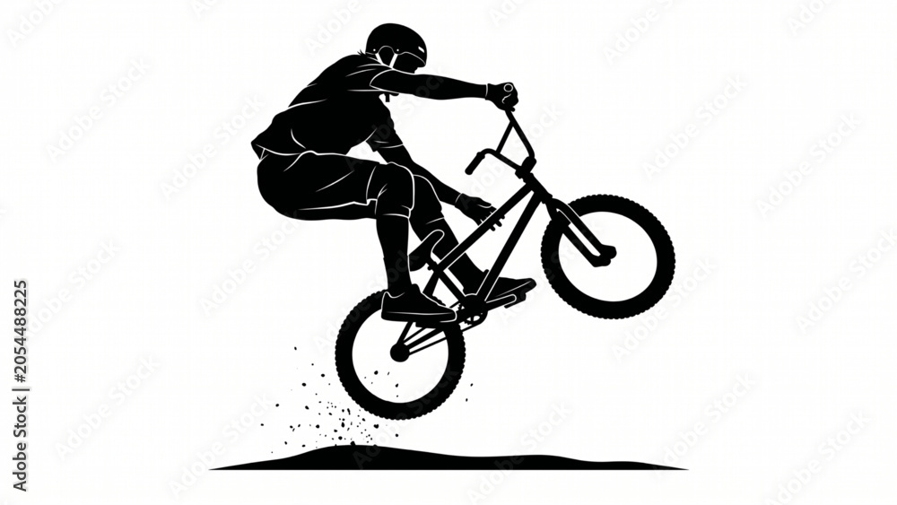 Naklejka premium Extreme BMX Cyclist Freestyle Silhouette Action Vector Design