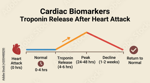 Obraz na płótnie Cardiac Biomarkers Troponin Release After Heart Attack Timeline