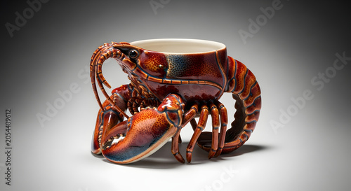 Unique Artisan Ceramic Coffee Mug Featuring a Handcrafted Sculptural Lobster Design for Coastal Tableware Decor