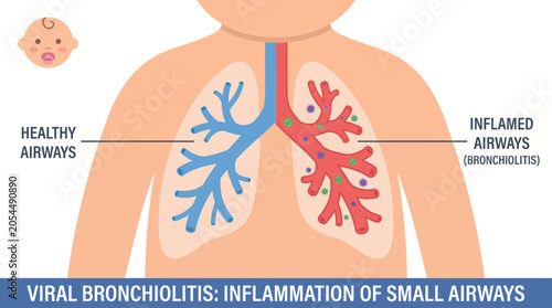 Bild auf Leinwand Viral Bronchiolitis Inflammation of Small Airways in Infants