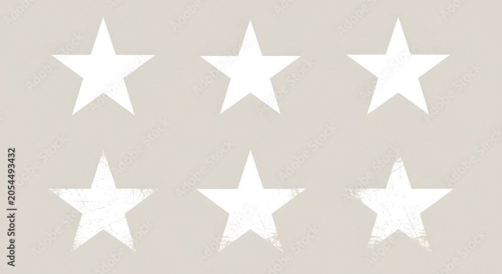 Obraz premium Six white stars on beige background