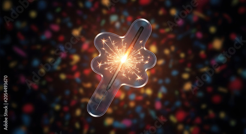 Glowing energy spark in glass capsule with bokeh representing futuristic power and science concept