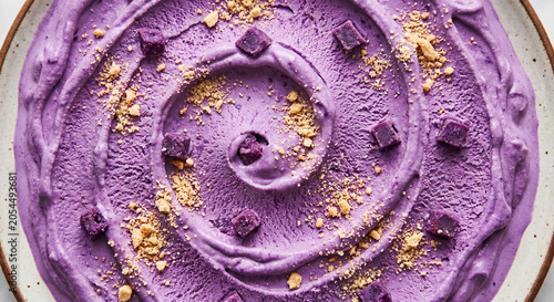 Ube ice cream texture closeup