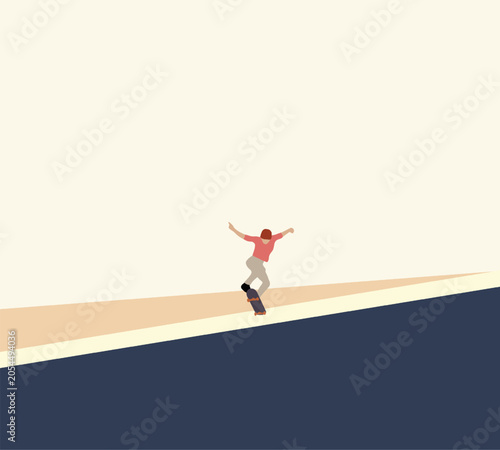 Teenager skateboarder trick jumping and cool movement for sport, hobby and exercise at ramp. Healthy lifestyle