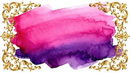 Watercolor gradient with ornate gold frame