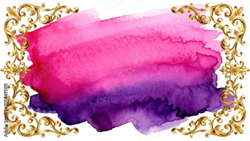 Watercolor gradient with ornate gold frame