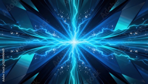 Abstract blue lightning energy burst