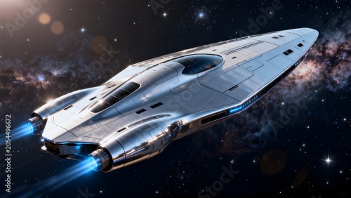 Futuristic spaceship in space
