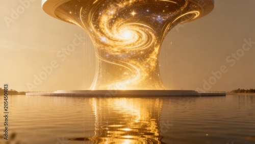 Futuristic structure with galaxy design