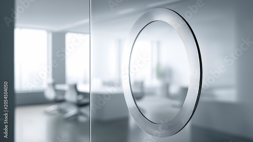 Modern Office Interior with Frosted Glass Door Handle