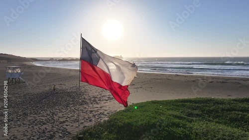 Bandera Chilena en la playa