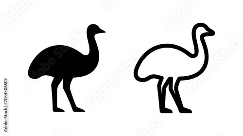 Tableau sur toile Emu or Ostrich icon. Large flightless bird wildlife symbol.