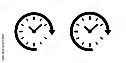 Schilderij op canvas Clock icons with arrows indicating time passing or turnaround