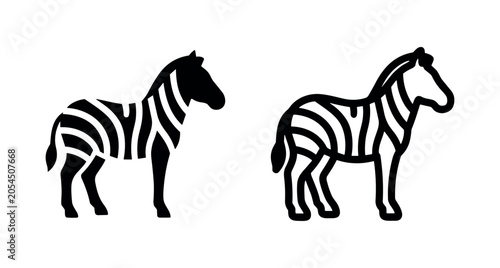 Photography Zebra Icon - Black and White Outline Symbols