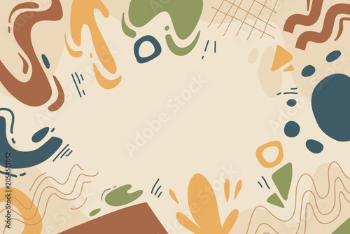 Hand drawn flat abstract shapes background