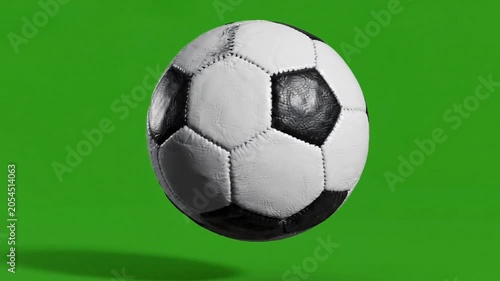 Classic Soccer Ball: A close-up of a vintage soccer ball against a vibrant green background, capturing the iconic design and timeless appeal of the sport.
