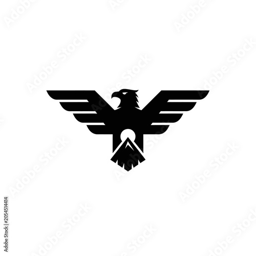 Eagle Spreading Wings on White Background Silhouette Icon