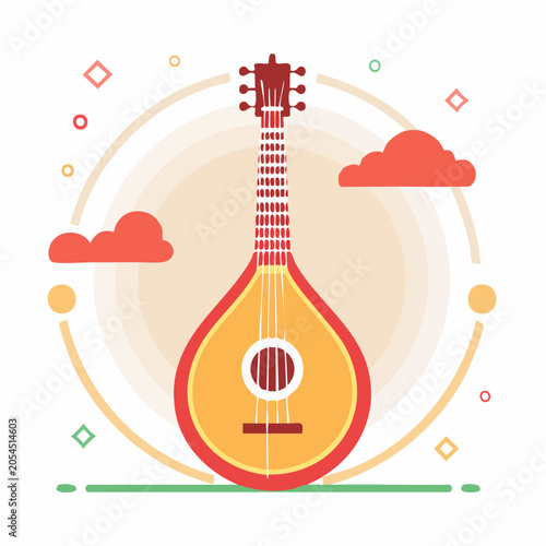 Flat Illustration of a Portuguese Guitar