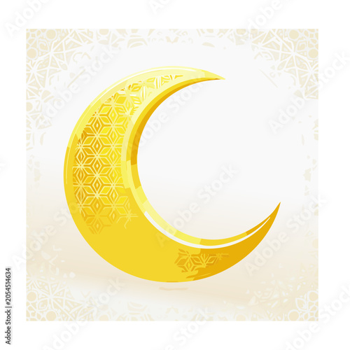 Golden Crescent Moon Vector Illustration