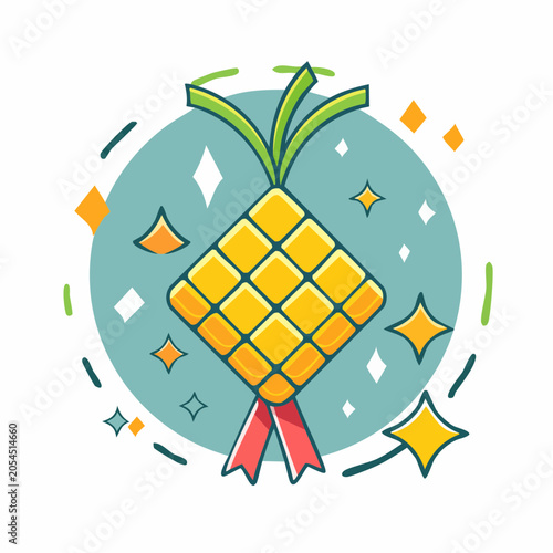 Ketupat Illustration with Festive Sparkles