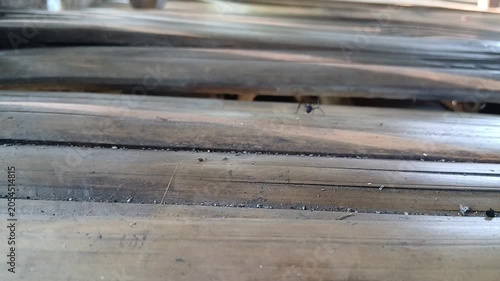 Extreme close up shot of traditional natural bamboo slats used for cottage flooring or furniture