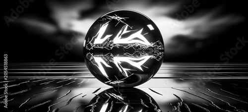 art of thunder ball a black and white high contrast full body. Generative AI