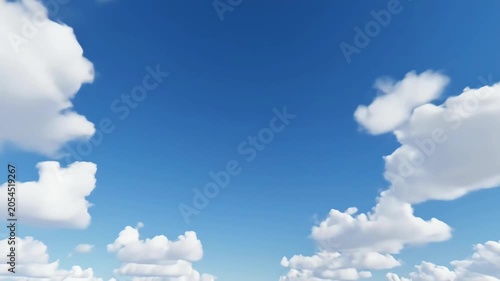 Clear Blue Sky With Fluffy White Clouds Providing A Peaceful Atmosphere For Background Design Projects