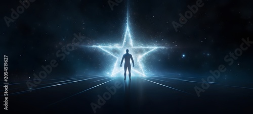 a star humanidad full body a black and white high contrast full body. Generative AI
