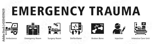 Фотография Emergency Trauma web banner icon vector illustration portraying urgent accident response and life saving medical procedures